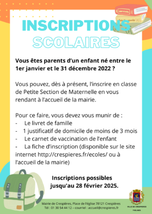 Inscription à l'école pour l'année 2018-2019